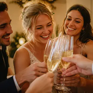 Guests toasting at a celebration
